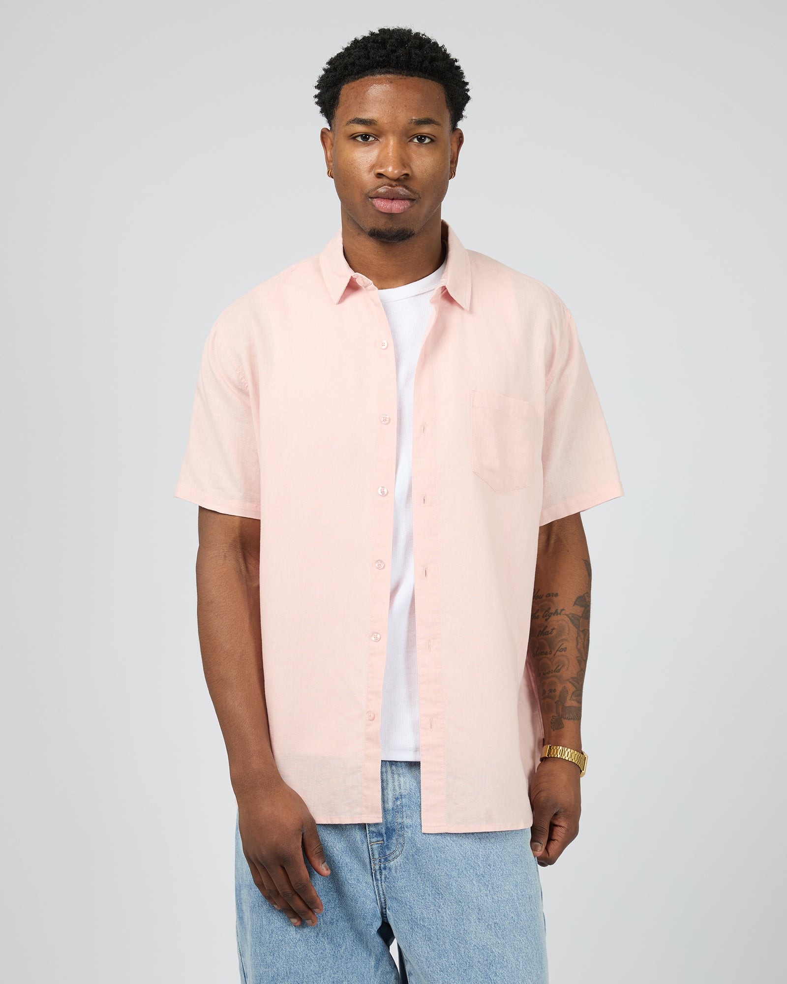 Linen Ss Shirt Ii Pink – Silent Theory