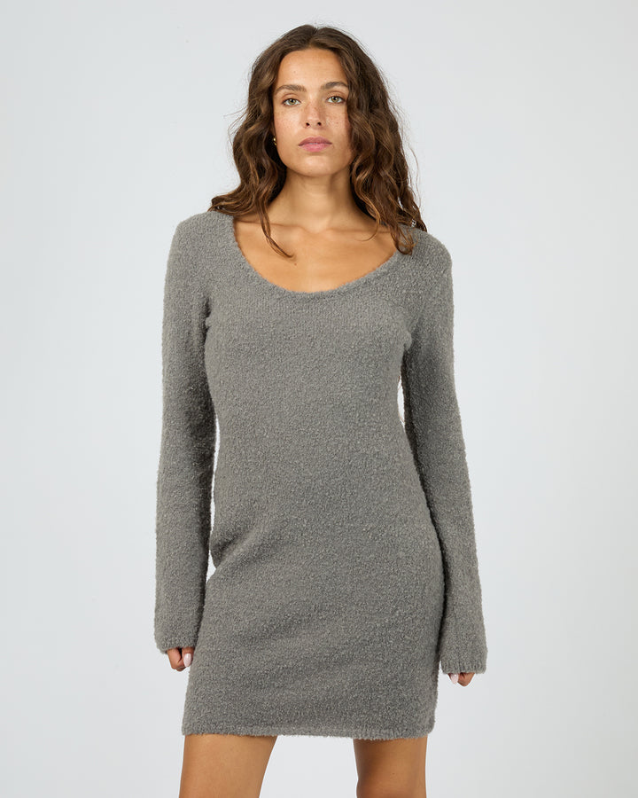 Billie Boucle Knit Mini Dress Grey
