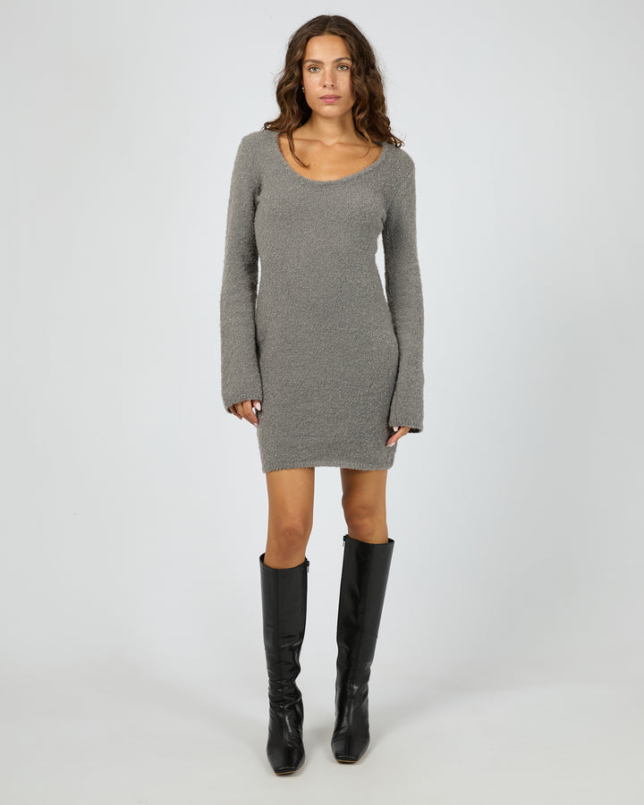 Billie Boucle Knit Mini Dress Grey