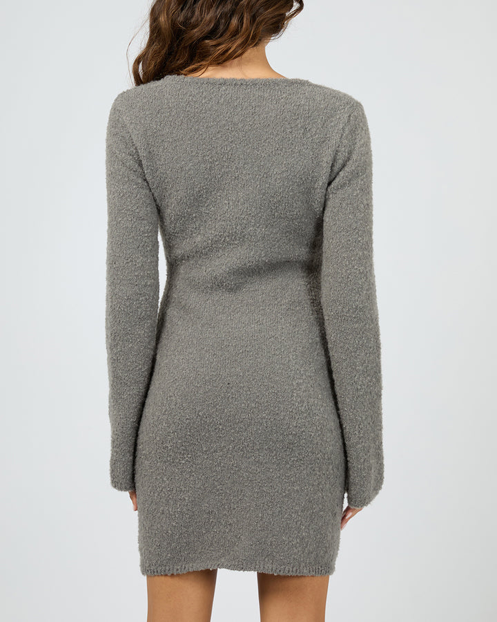 Billie Boucle Knit Mini Dress Grey