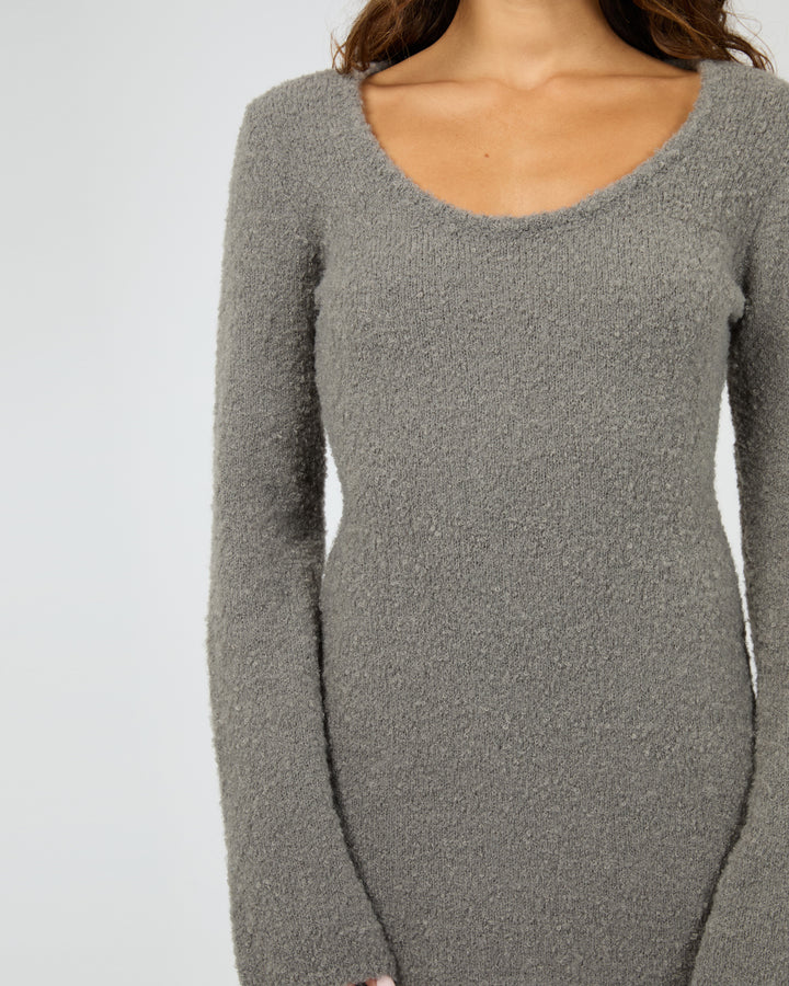 Billie Boucle Knit Mini Dress Grey