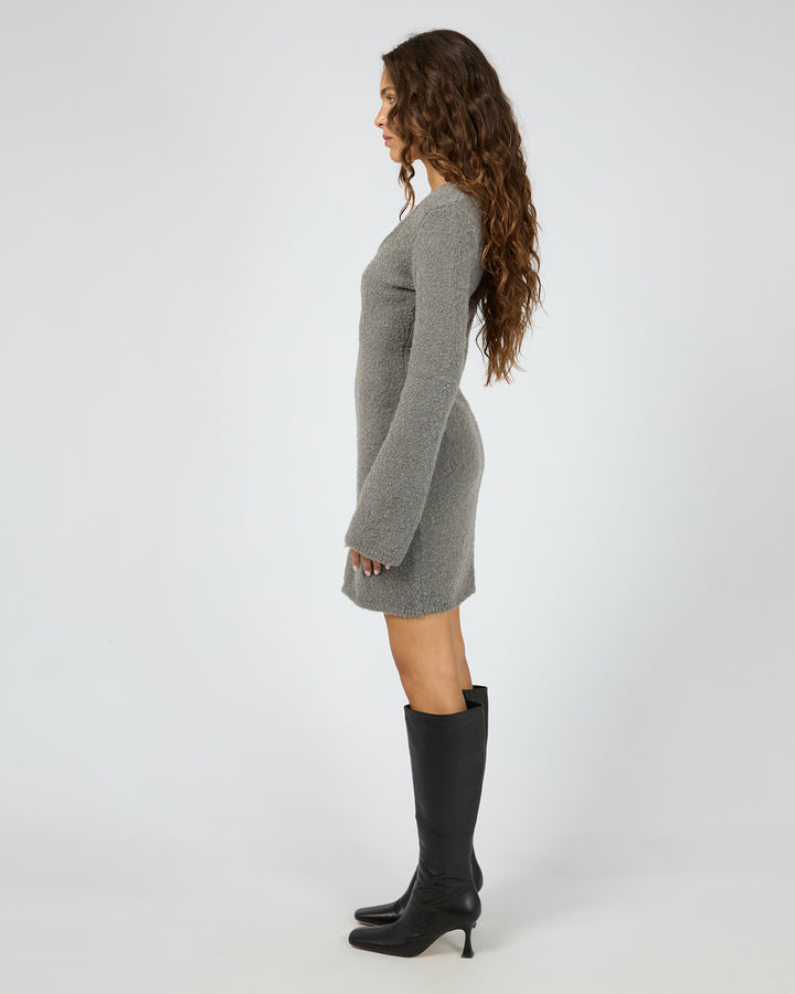 Billie Boucle Knit Mini Dress Grey