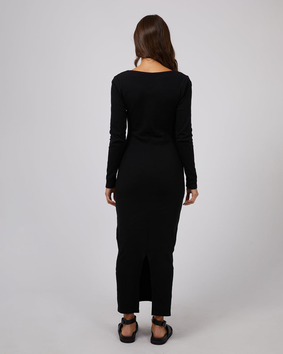 Hazel Long Sleeve Maxi Dress Black Silent Theory