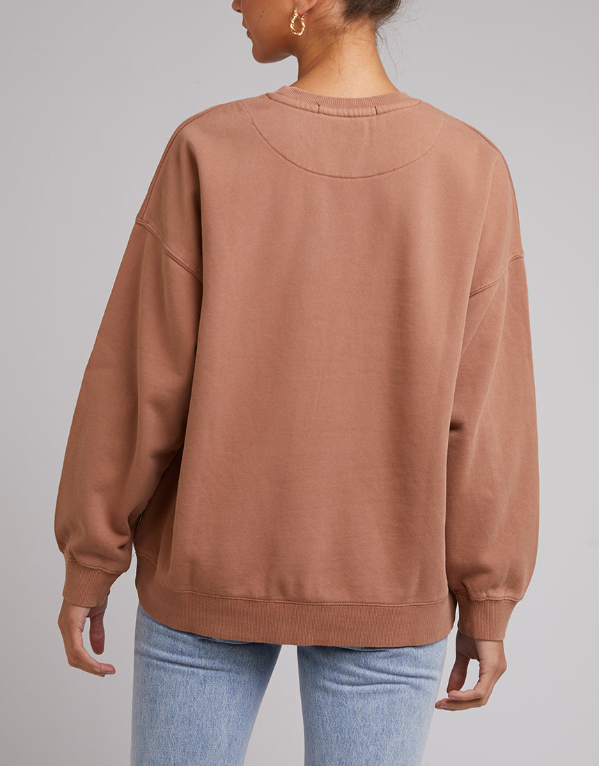 tan oversized crew neck