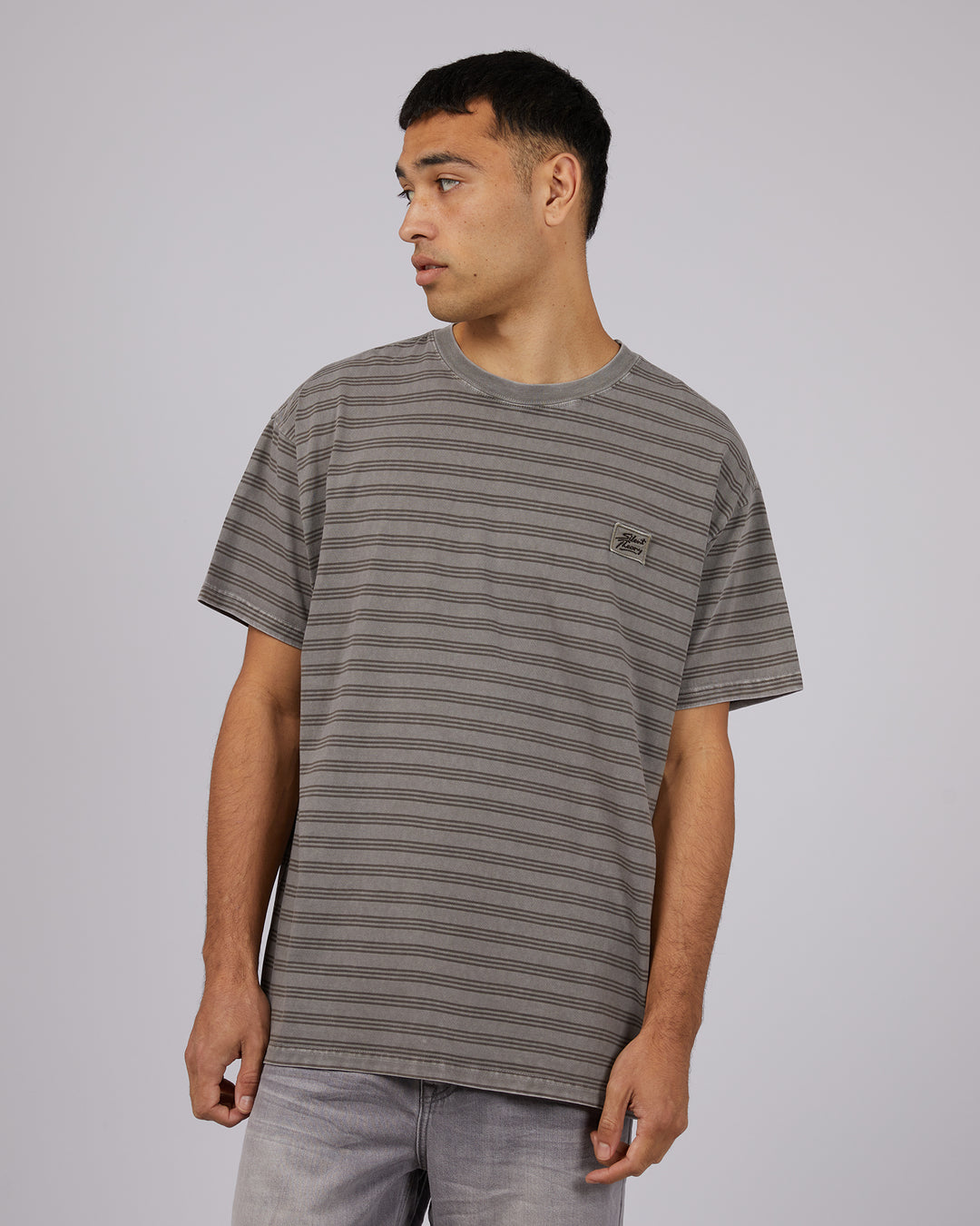 Overdyed Stripe Tee Charcoal