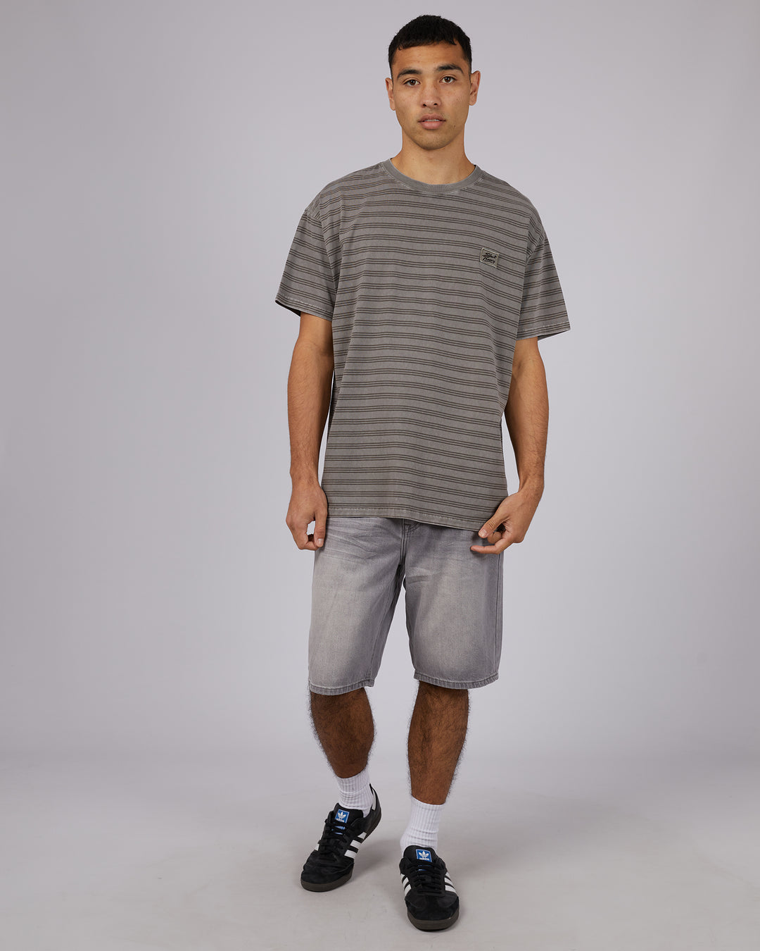 Overdyed Stripe Tee Charcoal