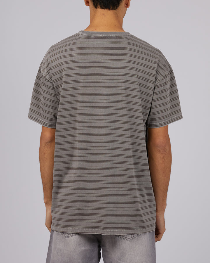 Overdyed Stripe Tee Charcoal