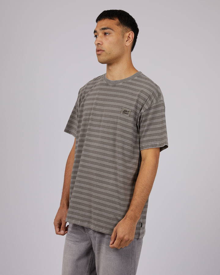 Overdyed Stripe Tee Charcoal