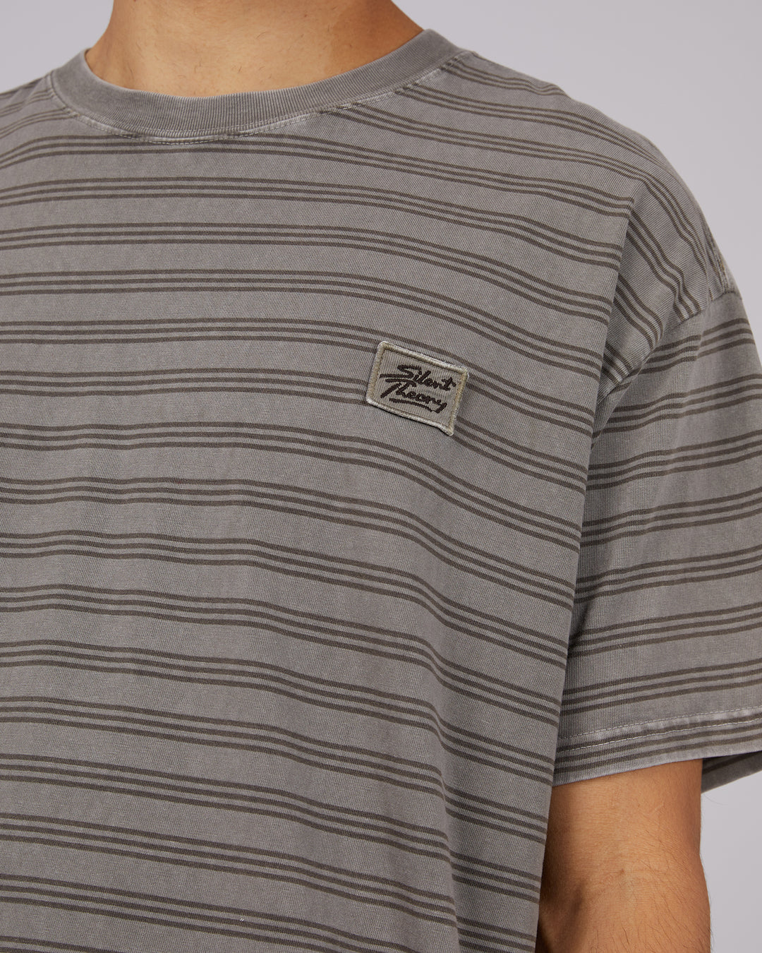 Overdyed Stripe Tee Charcoal