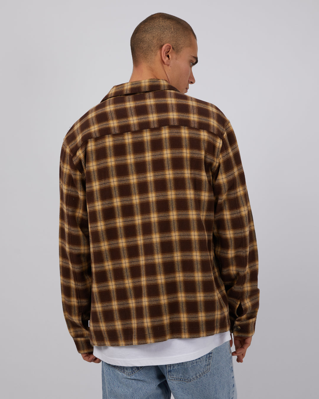 Henry Check Shacket Brown