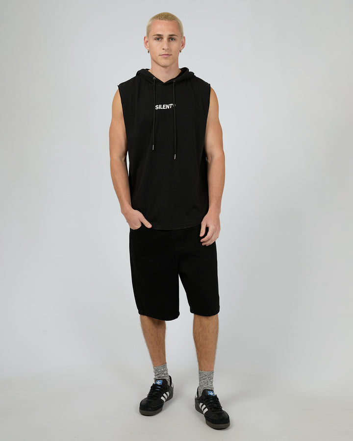 Strike Hooded Muscle Washed Black