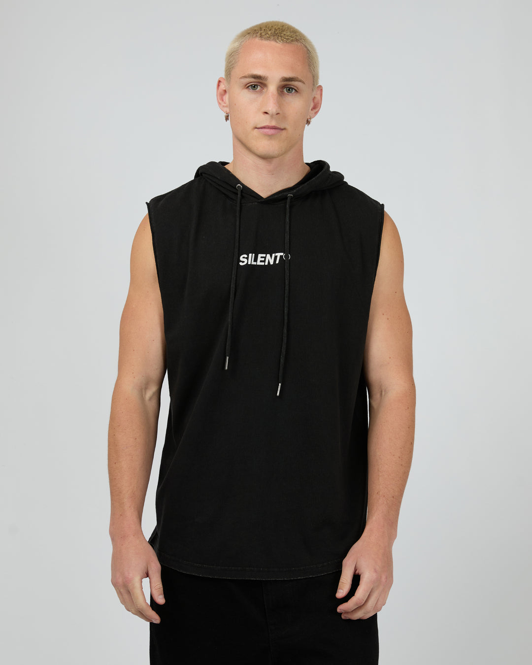 Strike Hooded Muscle Washed Black