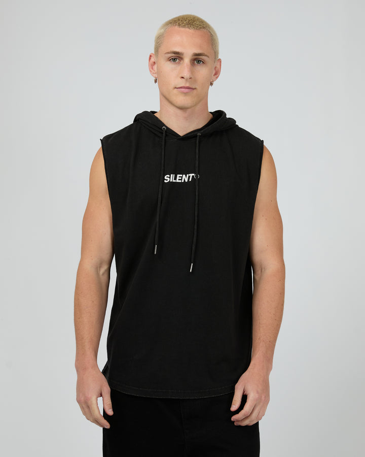 Strike Hooded Muscle Washed Black