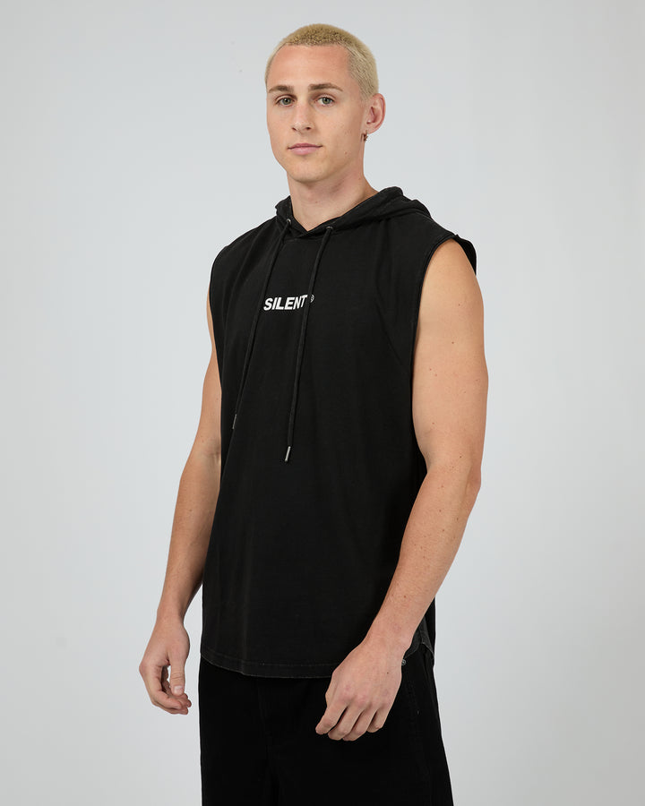 Strike Hooded Muscle Washed Black