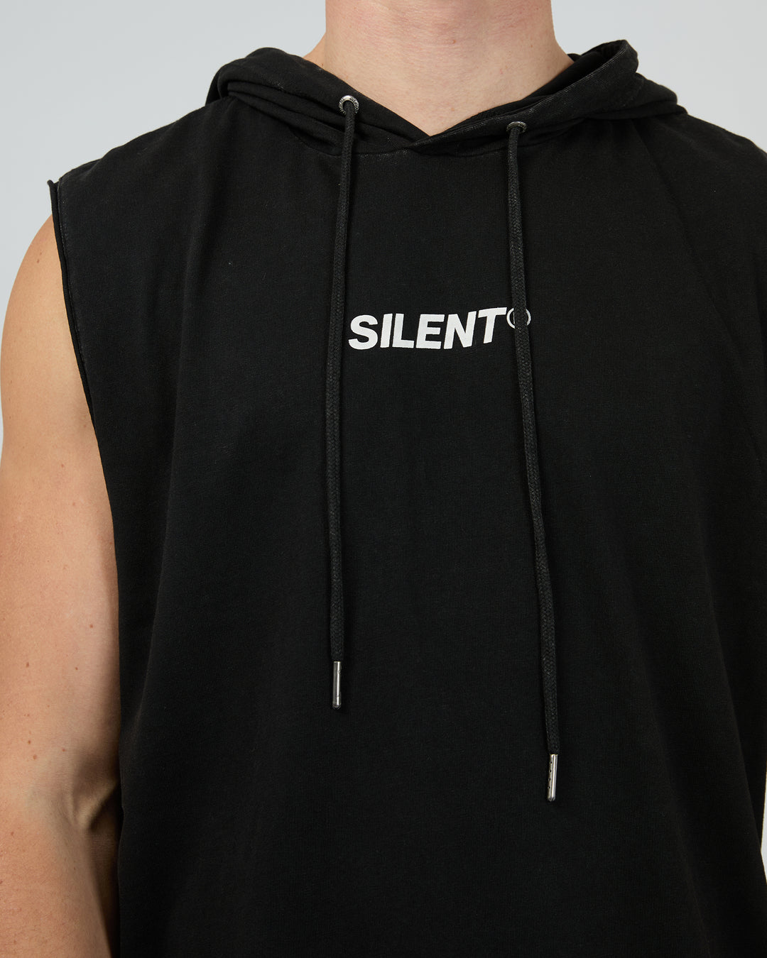 Strike Hooded Muscle Washed Black