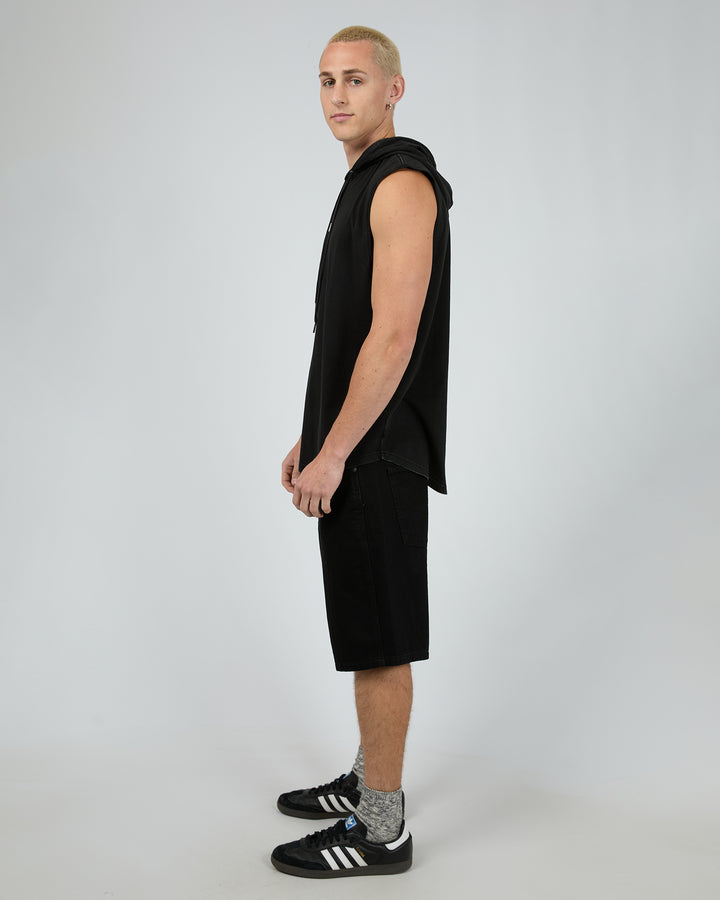 Strike Hooded Muscle Washed Black
