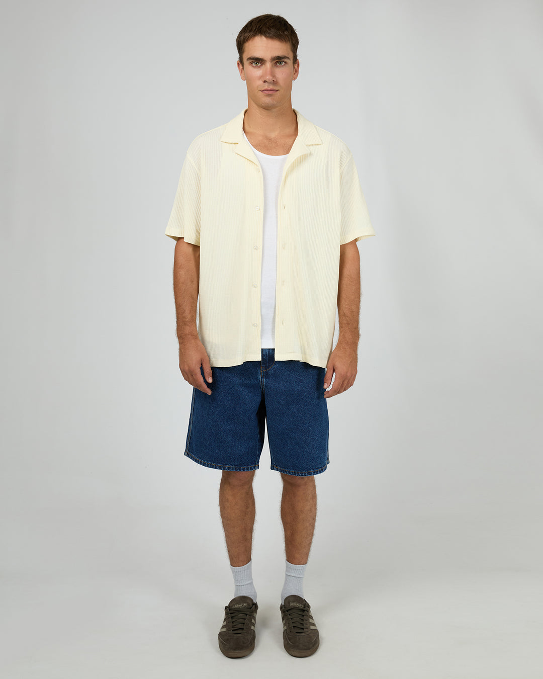 Session Waffle Ss Shirt Beige