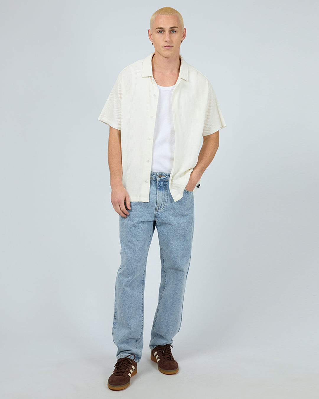 Session Waffle Ss Shirt Natural