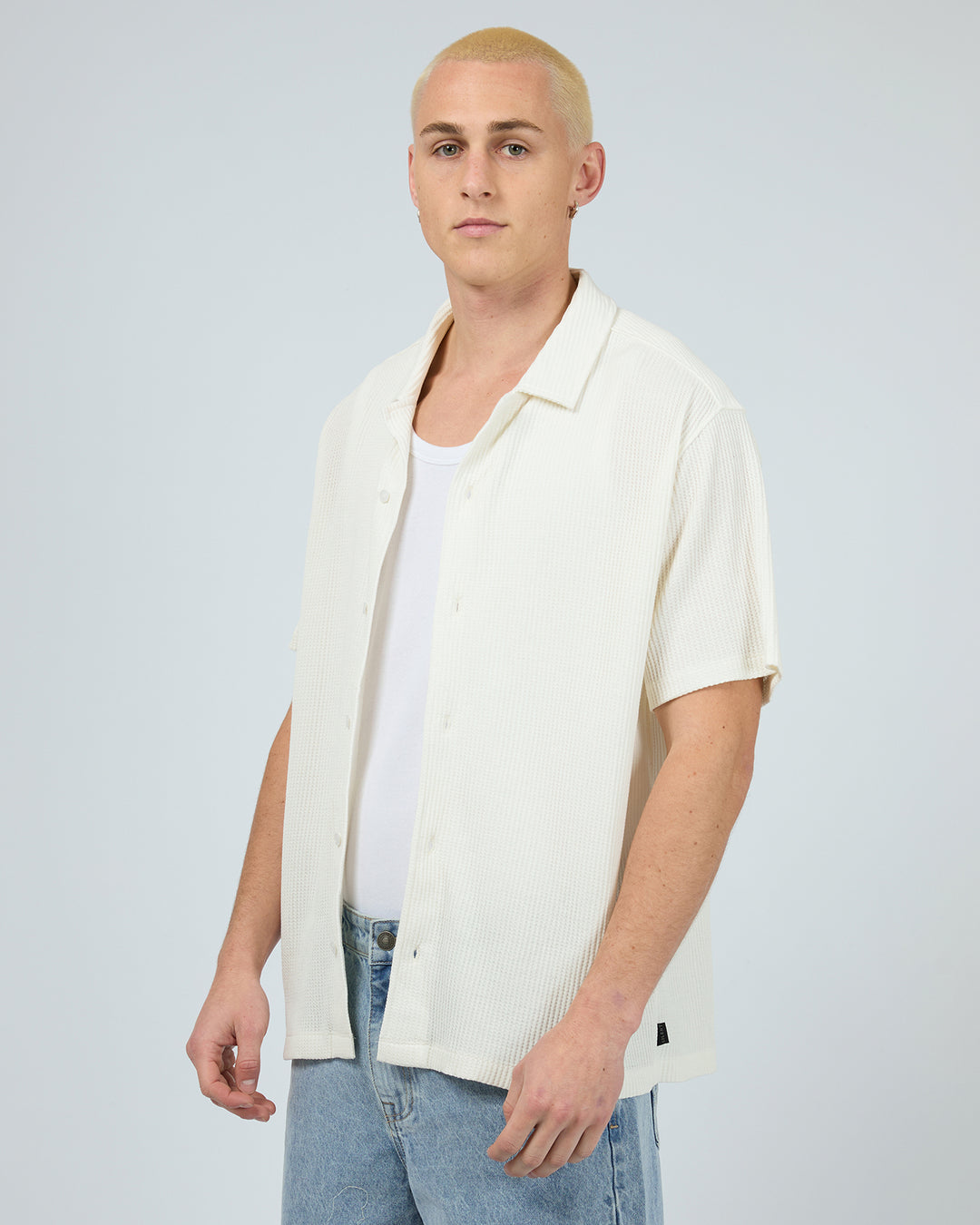 Session Waffle Ss Shirt Natural