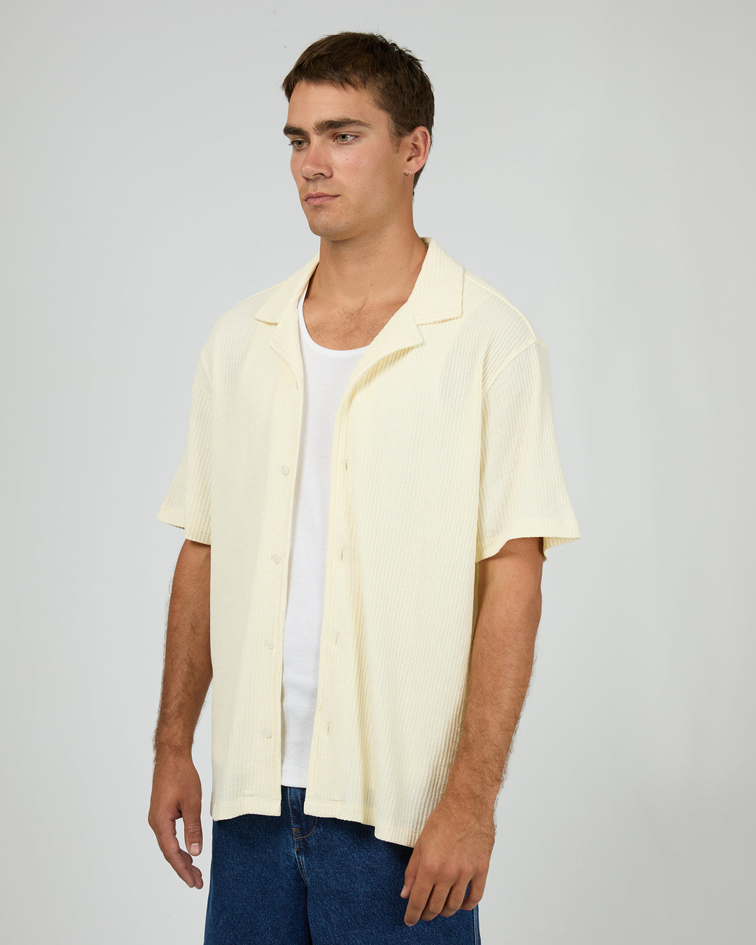 Session Waffle Ss Shirt Beige