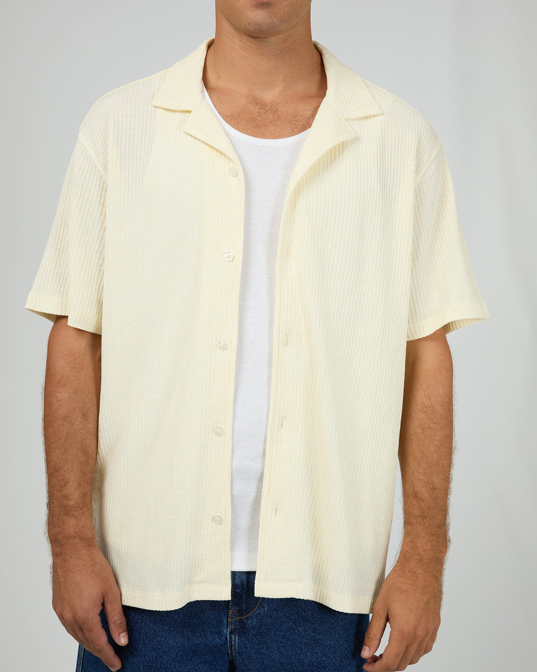 Session Waffle Ss Shirt Beige