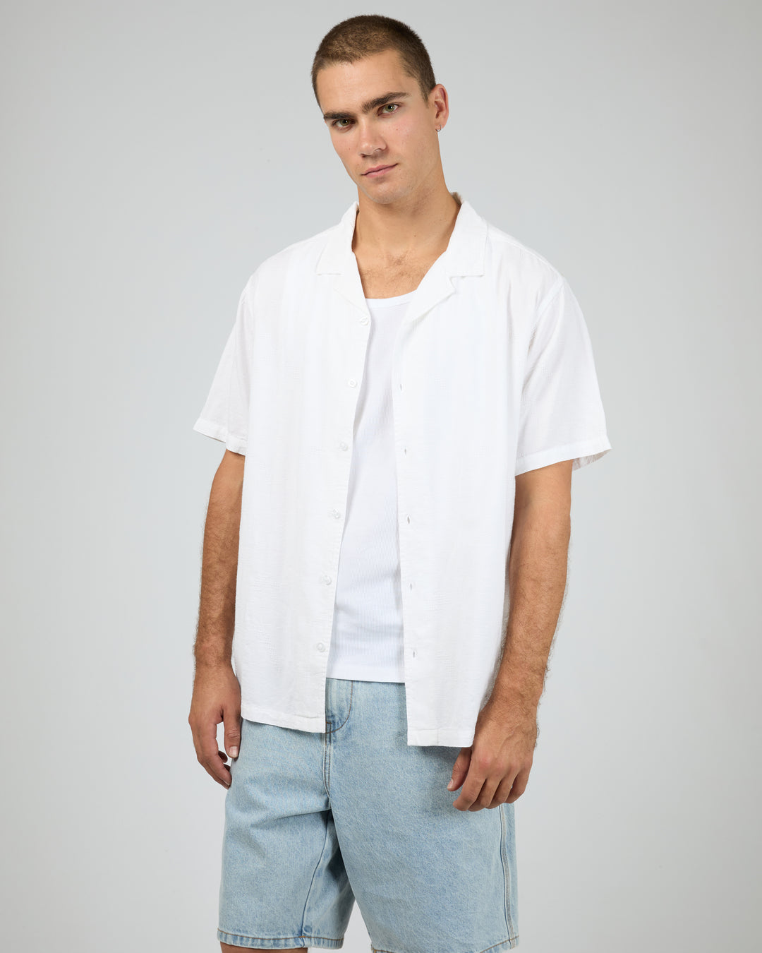 Foliage Short Sleeve Shirt White