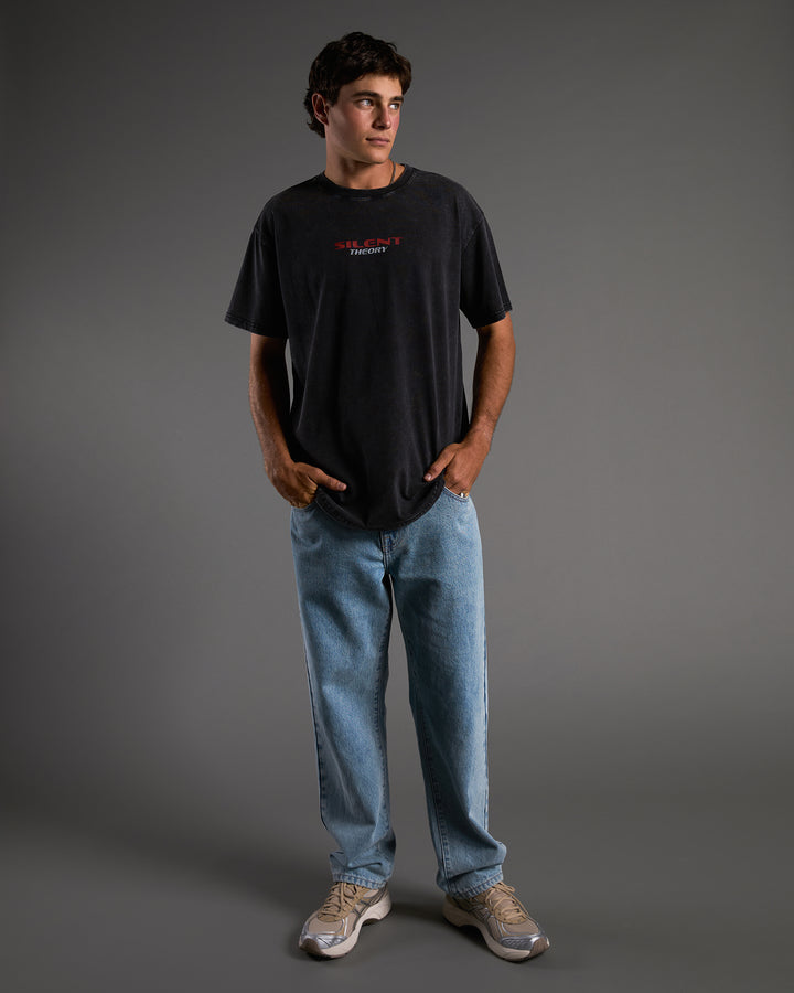 Race Scoop Tee Washed Black