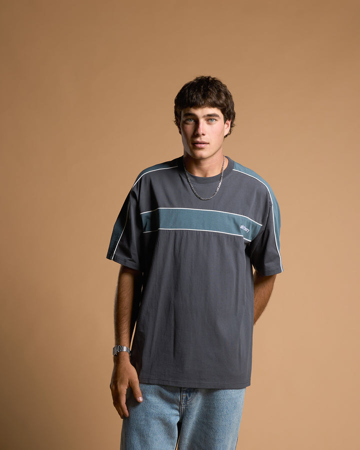 Cutback Panelled Tee Charcoal