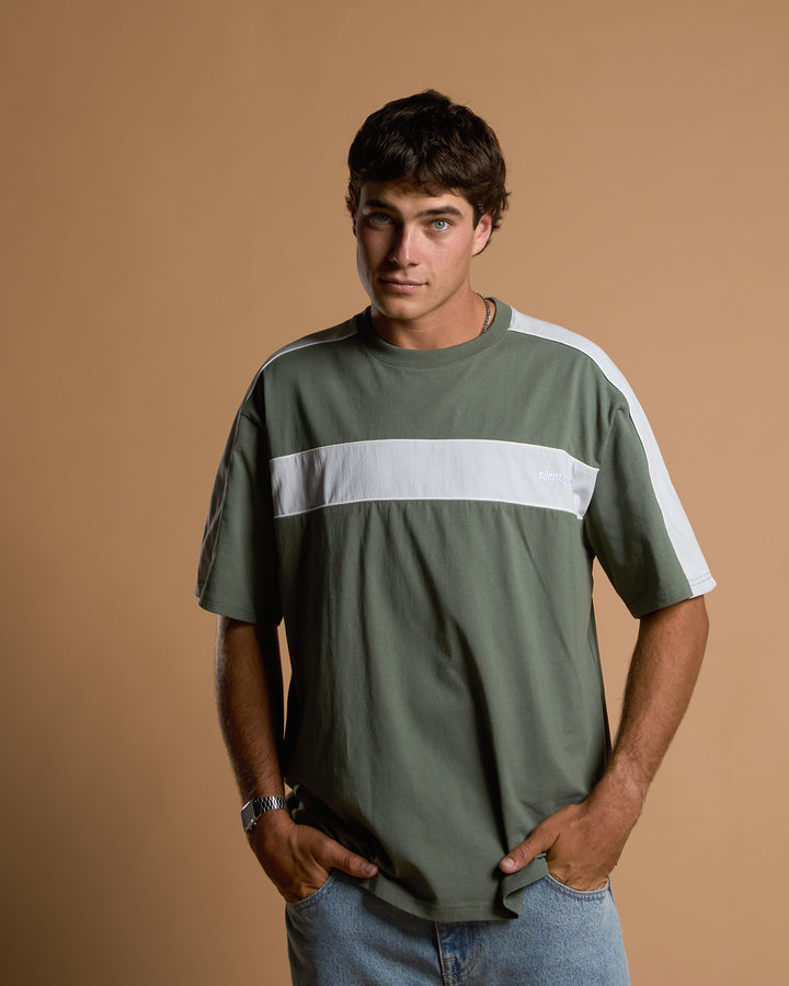 Cutback Panelled Tee Eucalyptus