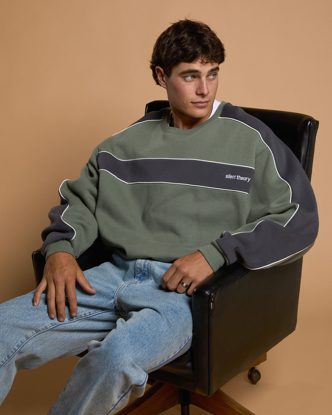 Cutback Panelled Crew Eucalyptus