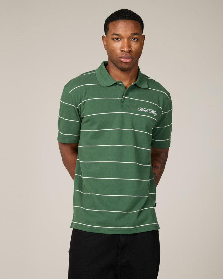 Striped Pique Polo Green