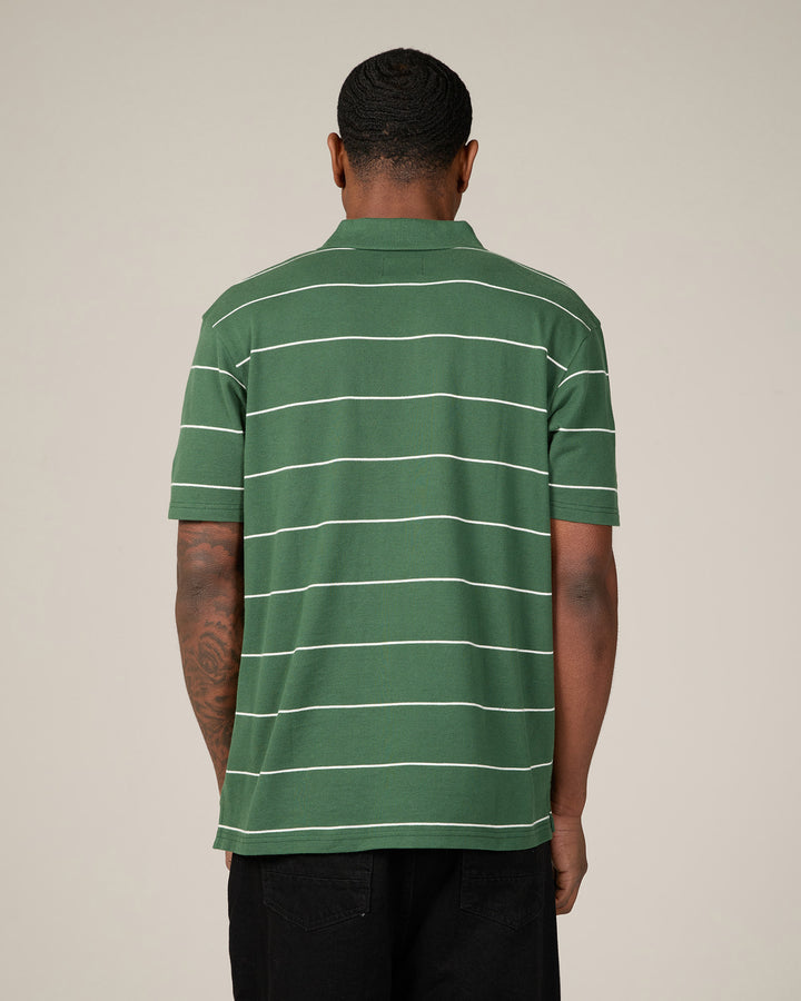 Striped Pique Polo Green