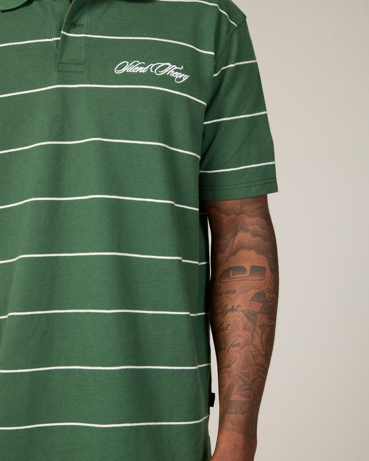 Striped Pique Polo Green
