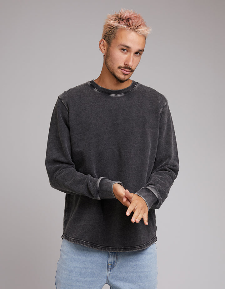 Curved Hem Crew Acid Black