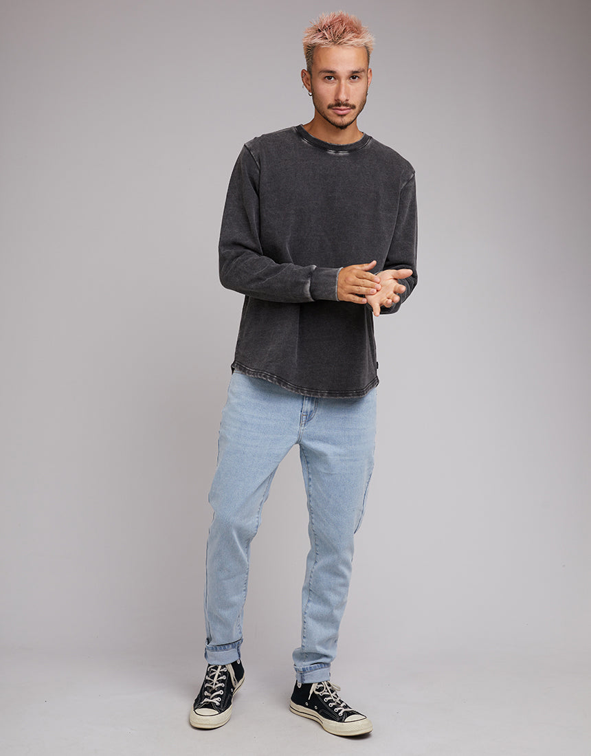 Curved Hem Crew Acid Black
