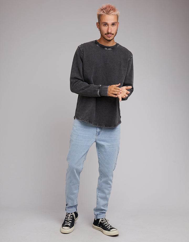 Curved Hem Crew Acid Black