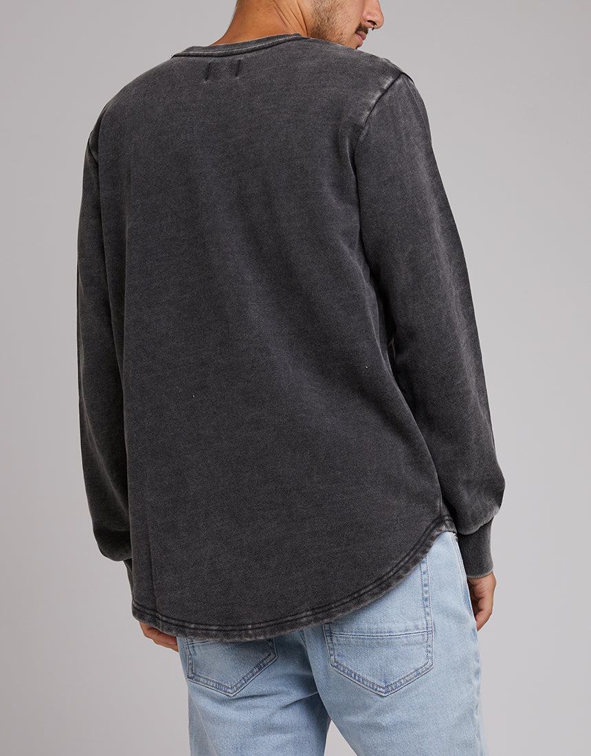 Curved Hem Crew Acid Black