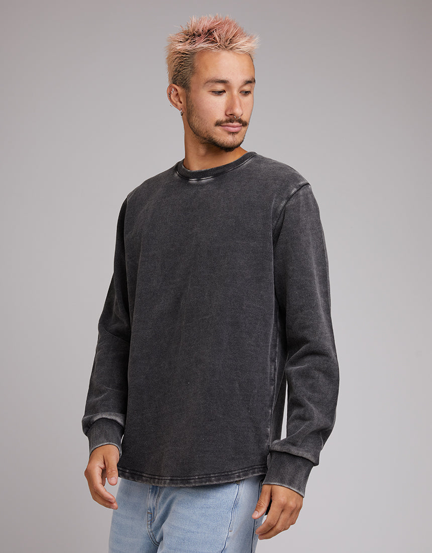 Curved Hem Crew Acid Black