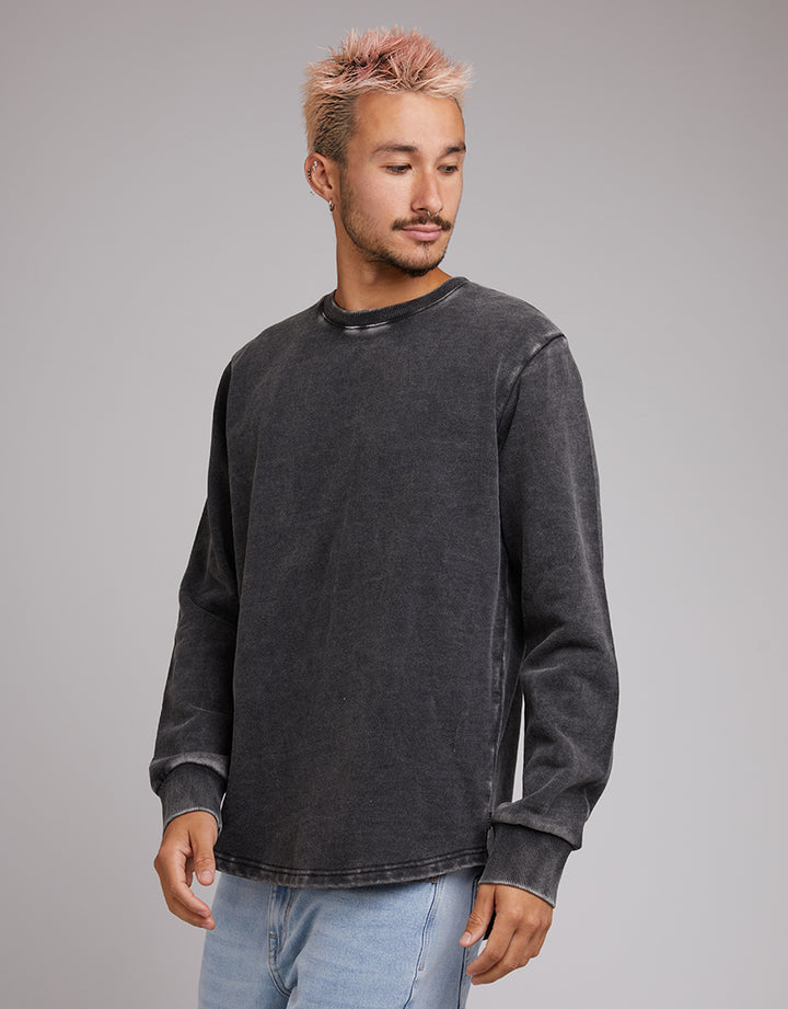Curved Hem Crew Acid Black