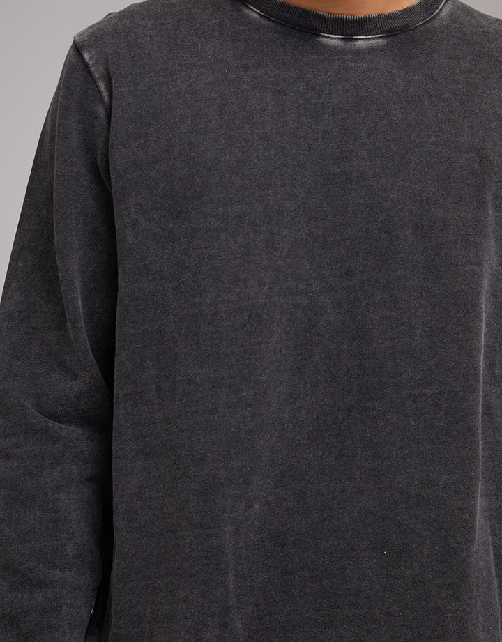 Curved Hem Crew Acid Black