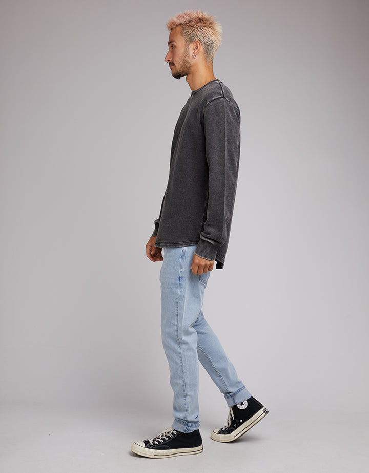 Curved Hem Crew Acid Black