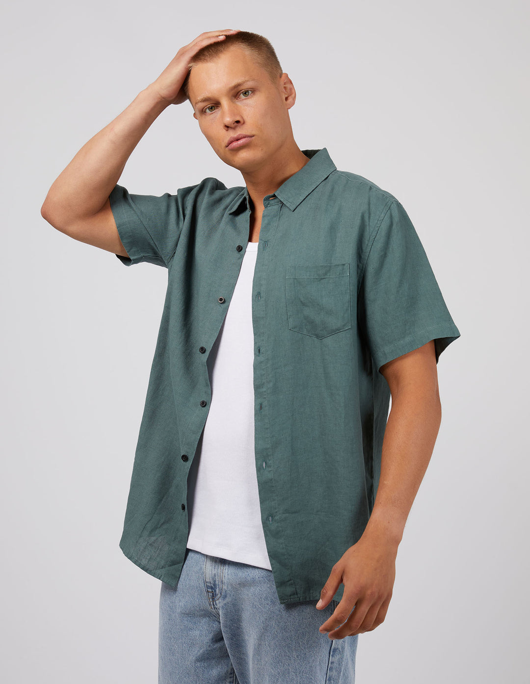 Linen Short Sleeve Shirt Pine