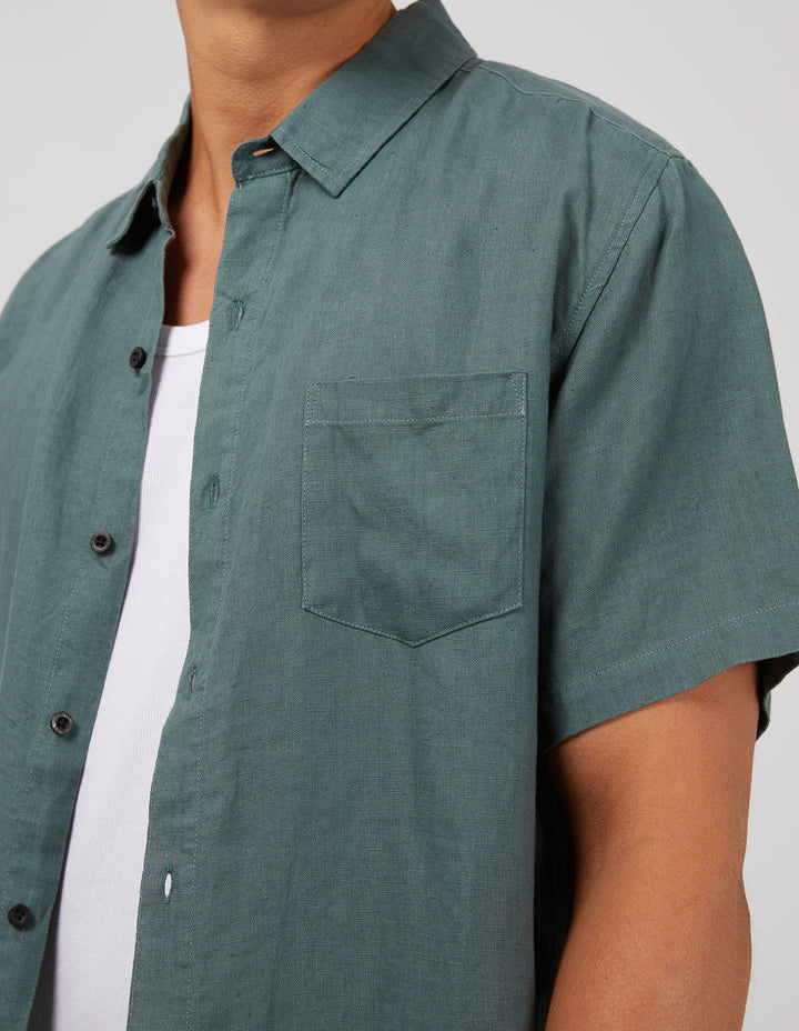 Linen Short Sleeve Shirt Pine