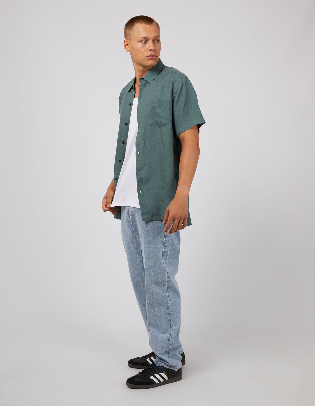 Linen Short Sleeve Shirt Pine