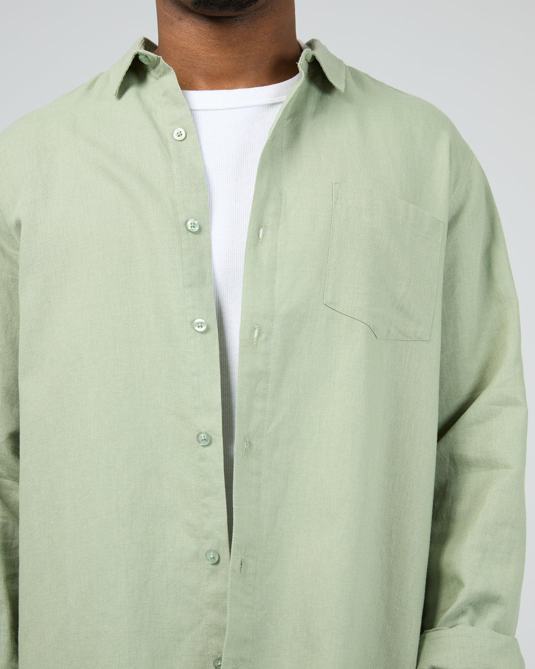 Linen Long Sleeve Shirt II Sage