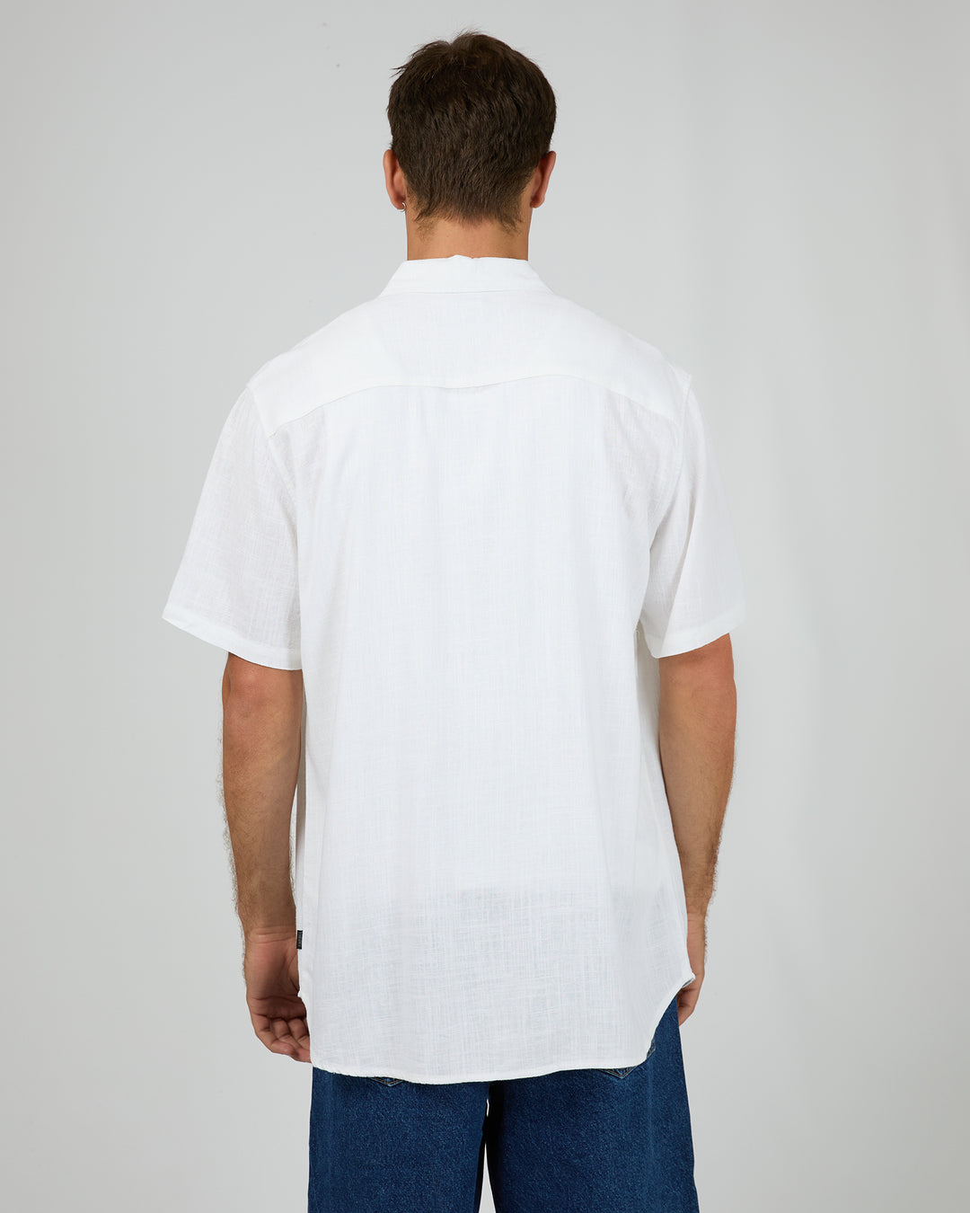 Textured Linen Short Sleeve Shirt White
