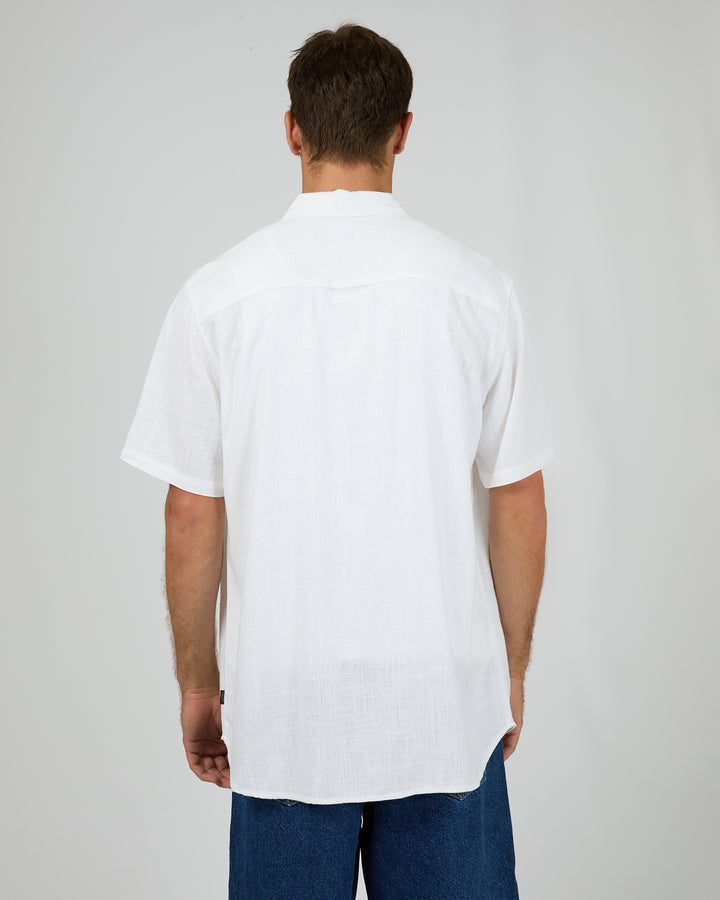 Textured Linen Short Sleeve Shirt White
