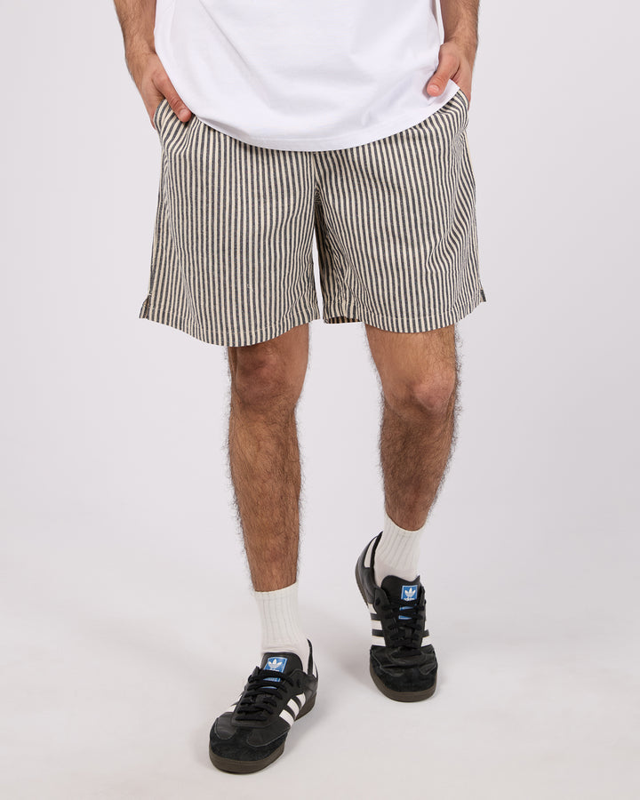 Stripe Linen Short Navy