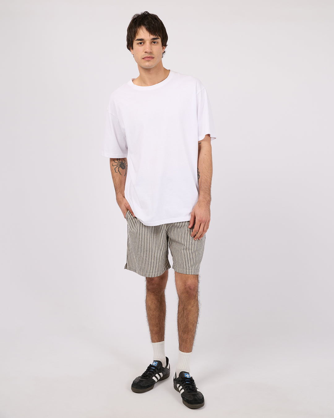 Stripe Linen Short Navy