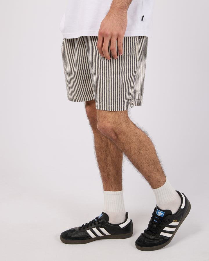 Stripe Linen Short Navy